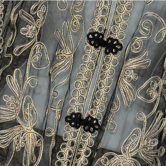 Ming Da Elegant Black Gold Embroidered Sheer Soutache Ribbon Vest Extra Large - Picture 7 of 10